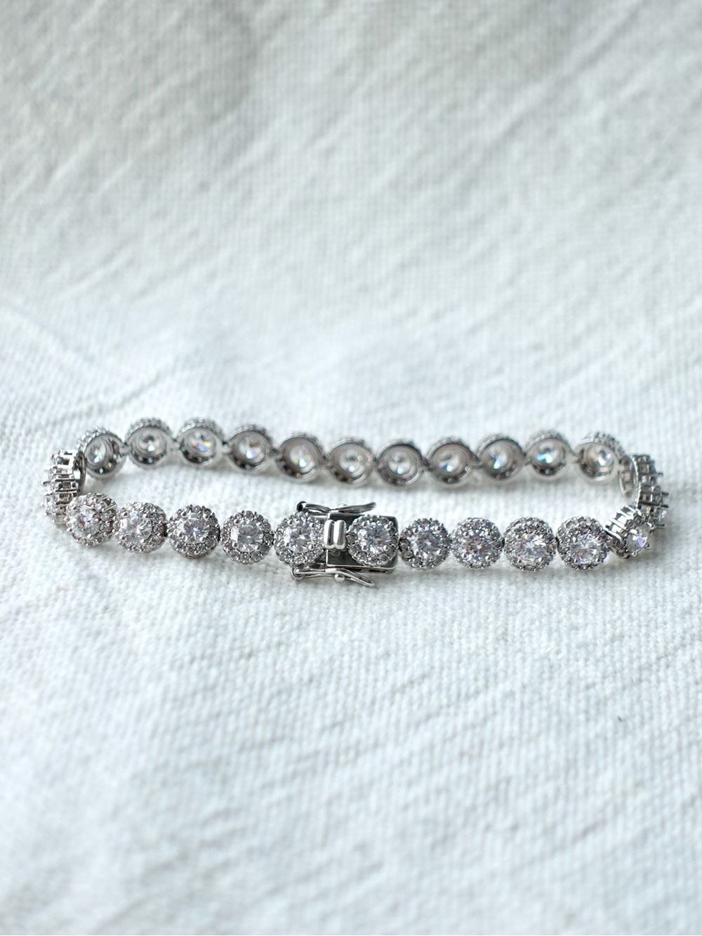 NEW! Rhodium Plated Premium CZ Stones | Bracelet - Picture 1 of 5